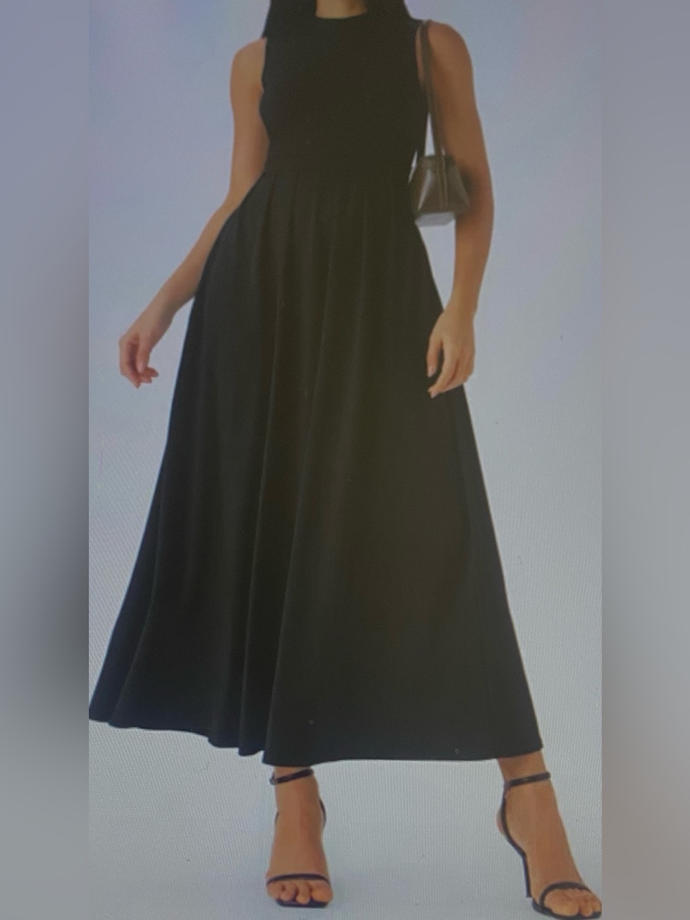 MEDIUM .  HALARA STAND COLLAR FLARE MAXI DRESS